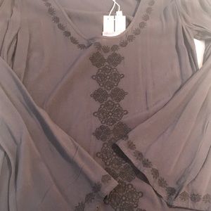 Charcoal Gray Tunic with embroidery - new w/tags
